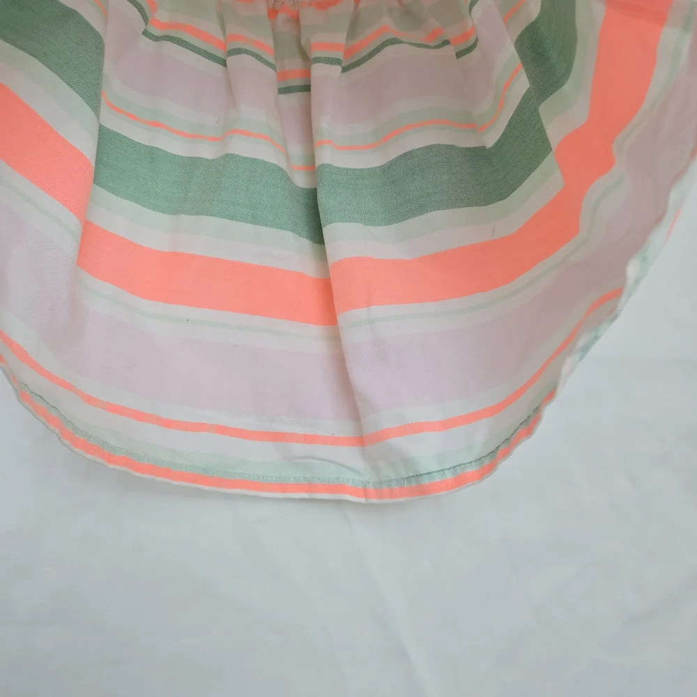 Gymboree Girls Neon Orange Striped Sleeveless Bow‎ Accent Dress 12-18 Months